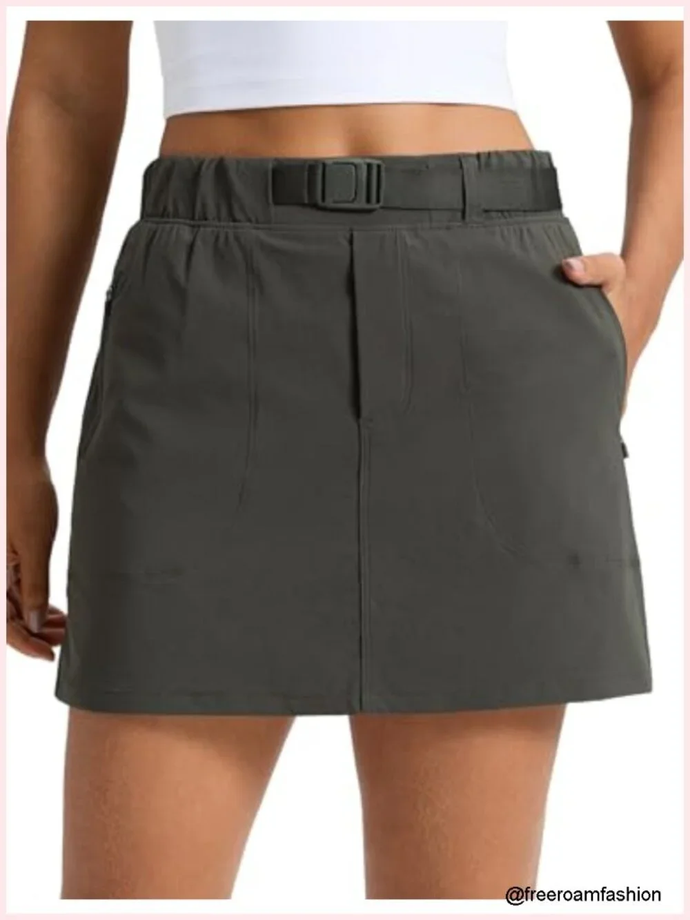 CRZ YOGA Stretch High Waisted Hiking Skort with Built-in Shorts Pockets